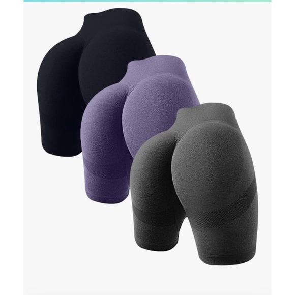 🔴 4/$12 WorkoutSeamless High-Waist Shaping Shorts Purple Size Large - Picture 2 of 8